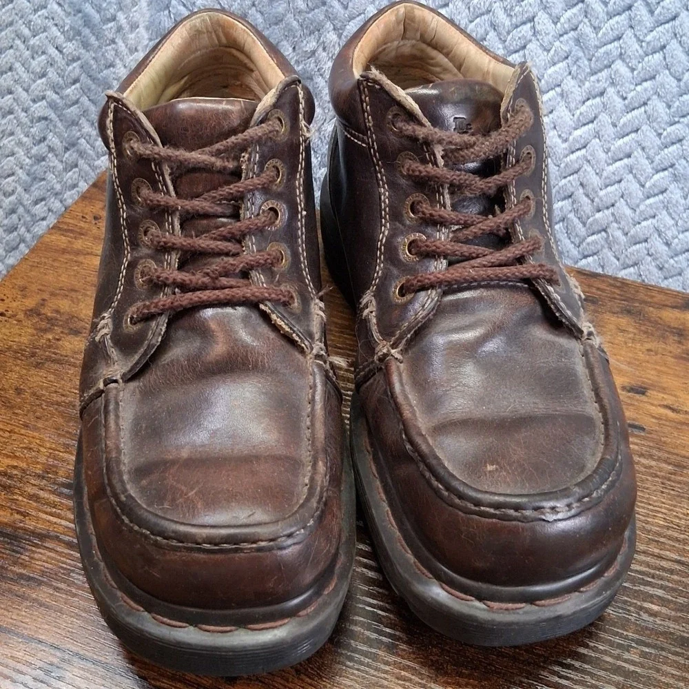 Vintage Dr. Martens Brown Leather Moc Toe Chukka Boots Mens 9 Air Cushion Sole